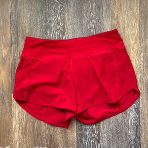 Red lululemon shorts sz 6 barely worn look brand new